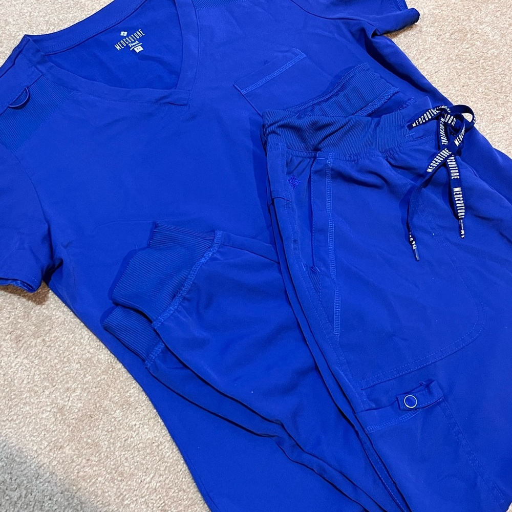 Blue V-Neck Scrub Set